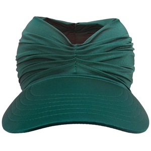Women's dark green empty top sun hat with elastic quick-dry fabric for sports
