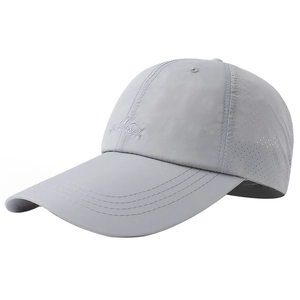 Light gray outdoor quick-dry baseball cap with extra long brim and breathable laser-cut holes