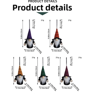 Detailed view of Halloween gnomes with dimensions and weight for holiday decoration