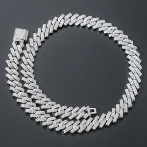 Miami Cuban Link Chain Necklace Iced Out Cubic Zirconia Hiphop Copper Jewelry For Men
