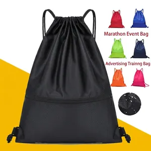 Waterproof drawstring backpack in black oxford cloth with honeycomb texture and various colors