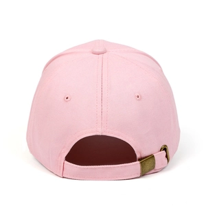Casquette de baseball en coton rose vue arrière avec boucle réglable en bronze