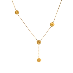 Collier en Y doré en acier inoxydable avec trèfle, cœur et pendentif pampille