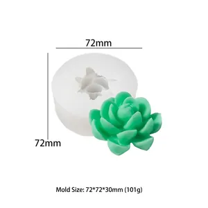 Detail van siliconen mal voor vetplanten 72x72x30mm voor kaarsen en hars decoratie