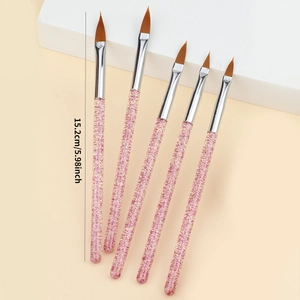 Lot de 5 pinceaux nail art acrylique pailleté de 15,2 cm pour dessins de manucure