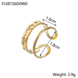 Detail showing the dimensions and weight of the double layer gold stainless steel star ring