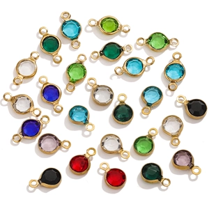 Colorful round crystal connectors with gold stainless steel frames for DIY jewelry making