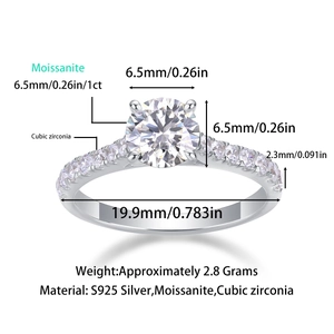 Bague de fiançailles classique en argent 925 avec diamant de laboratoire rond de 1ct