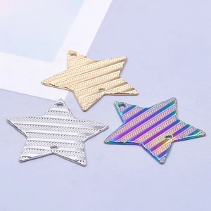Textured star-shaped 18k gold silver and rainbow stainless steel jewelry pendants