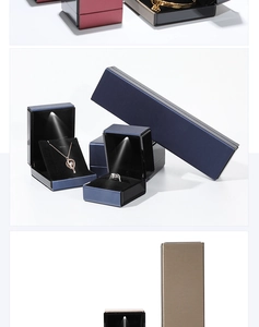 Collection of LED jewelry boxes in red, blue, gold and black with premium matte finish