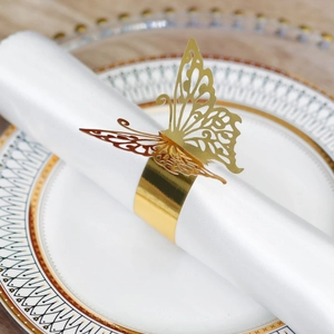 Butterfly Napkin Rings Laser Cut Artificial Pearl Paper Hollow Elegant Table Decorations For Wedding Banquet Party Hotel