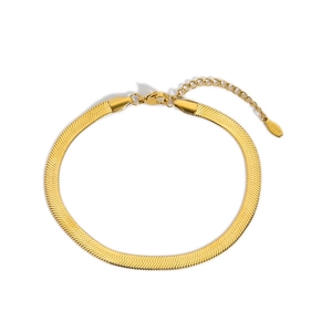 18k gold plated stainless steel snake chain anklet with adjustable lobster clasp closure