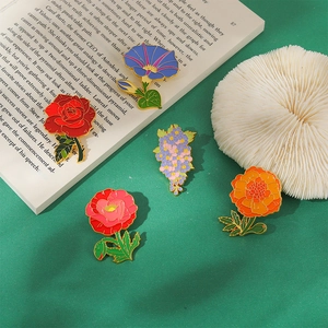 Spille a Forma di Fiore di Pianta Creativa in Smalto per Accessori per Abbigliamento e Zaino in Lega Rosa Papavero Calendula Gioielli