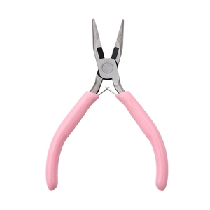 Pink handle needle nose pliers for DIY jewelry making and bead threading tool