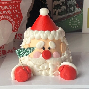 Décoration de gâteau Père Noël 3D avec drapeau Merry Christmas pour pâtisserie de fête