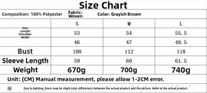Detailed size chart for women's faux fur jacket showing measurements in centimeters