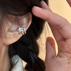 Star Ear Cuff Zircon Copper Earrings No Piercing Clip On Minimalist Silver Color Jewelry For Women