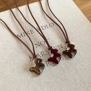 Minimalist rocking horse necklaces with zircon accents and leather cords in three colors