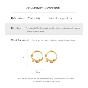 Size chart showing dimensions for 18k gold plated knotted round hoop earrings