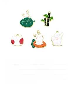 DIY zinc alloy enamel charms featuring cute rabbit, carrot and elephant for jewelry making