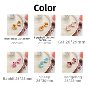 Detailed size comparison of cute mini animal acrylic hair clips for children