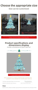 Size chart for Christmas static window stickers showing various PVC decal dimensions