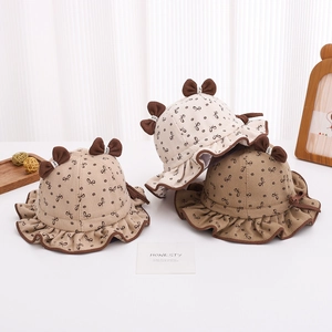 Lot de chapeaux bob pour bébé fille avec imprimés nœuds et bords à volants marron