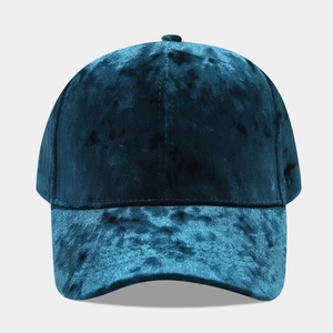 Casquette de baseball en velours bleu foncé pour hommes et femmes avec sangle réglable