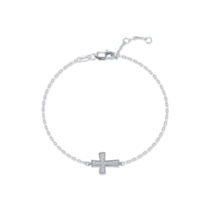 Elegant S925 sterling silver cross bracelet with sparkling moissanite for women