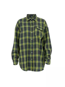 Chemise ample à carreaux et manches longues avec col rabattu et poche poitrine