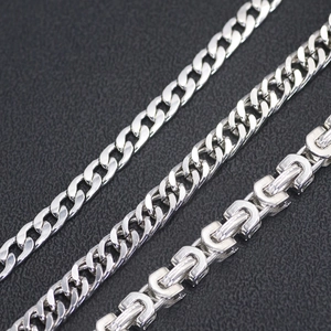 Three styles of silver cuban and curb chain bracelets for men in hip hop fashion style