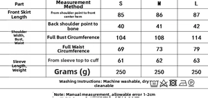Detailed size chart and washing instructions for French floral ruffled chiffon dress