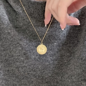 Vintage 925 sterling silver necklace with a gold Elizabeth II coin pendant for women
