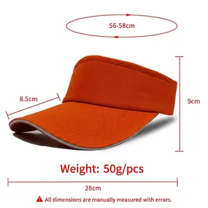 Lightweight orange sun visor hat for outdoor running with adjustable 56-58cm head size