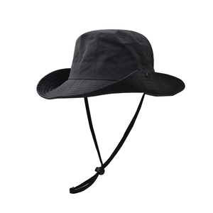 Wide Brim Bucket Hat Waterproof Sun Protection Outdoor Hiking Fishing Cap With Adjustable Windproof String