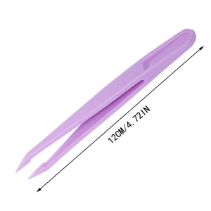 Detail view of 12cm purple nylon tweezers with anti-slip handle for DIY diamond painting