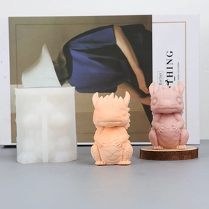 Molde detallado de silicona para velas de dragón DIY con figuras de dragón terminadas