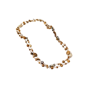 New Chinese style double-layer beaded necklace with earth tone natural stones and glass beads