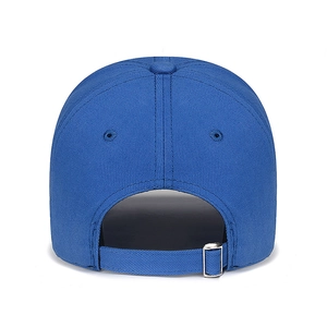 Royal blue golf baseball cap with adjustable metal buckle and breathable cotton fabric