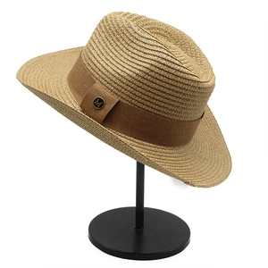 Cappello di paglia da uomo a tesa larga con nastro marrone per protezione solare mare