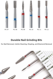 Macro detail of professional nail drill bits for cuticle removal and manicuring