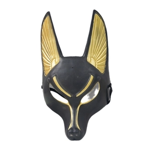 Ancient Egyptian Anubis guardian mask in matte black and gold for cosplay and masquerades