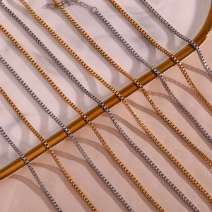 Minimalist 18K gold and silver stainless steel box chain necklaces with lobster clasp