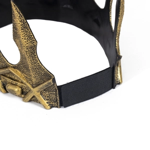 Detail of adjustable black elastic strap and vintage foam texture on King crown prop