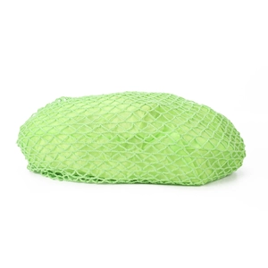 Macro detail of the light green mesh fabric texture on this stylish summer tote bag