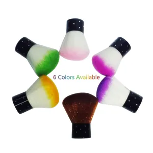 Colorful mushroom nail dust cleaning brushes with polka dot handles in six vibrant colors