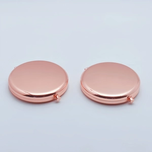 Portable Compact Makeup Mirror Round Metal Foldable Double Sided Pocket Handheld Vanity Tool For Travel