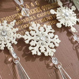 Sparkling white acrylic snowflake ornaments with beads for Christmas tree decor