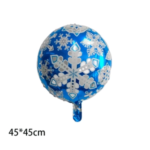 Blue 45x45cm round foil balloon with silver snowflake patterns for winter party decor