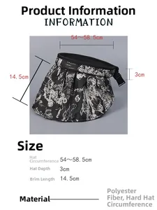Detailed size chart for sun visor showing 14.5cm brim and 54-58.5cm circumference